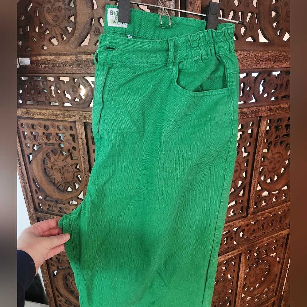 Shiny By Nature Green Jean Pants